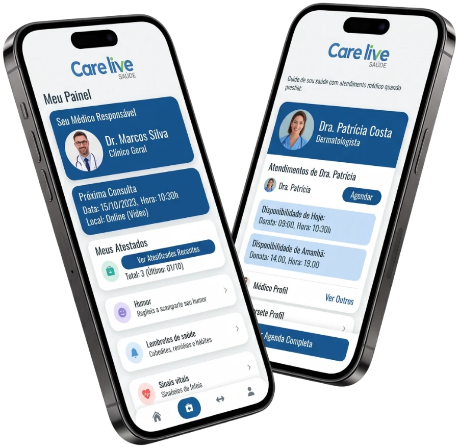 Aplicativo Care live Saúde no celular